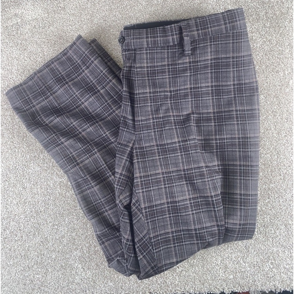 Oak Hill Performance Dress Pants Big Man Preppy Gray Plaid Mens 44x30 Viscose